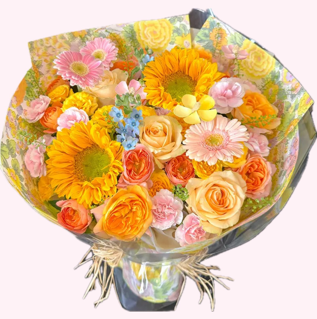 向日葵,非洲菊,玫瑰花,康乃馨花束