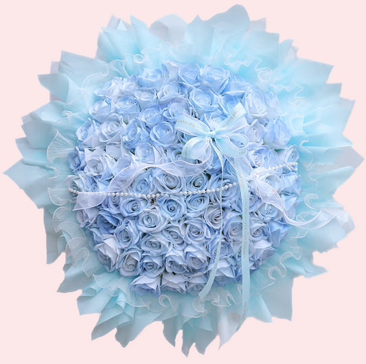 99朵冰藍色玫瑰花束